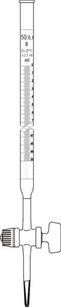 Burette straight NS stopcock 50 ml graduation 01 ml